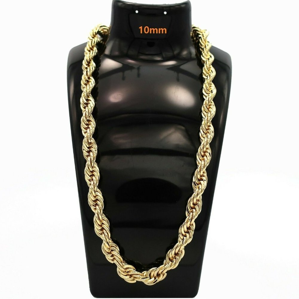 10MM THICK ROPE CHAIN REAL 14K GOLD!